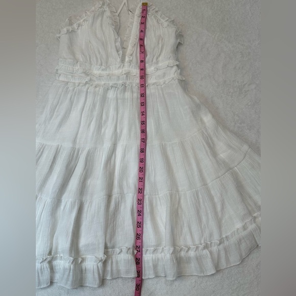 Aakaa White Ruffled Tiered Mini Dress Size M - Picture 3 of 12